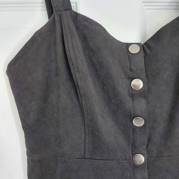 NWOT F21 Faux Suede Button Up Pinafore Dress - Large - Picture 4 of 5